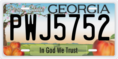 GA license plate PWJ5752