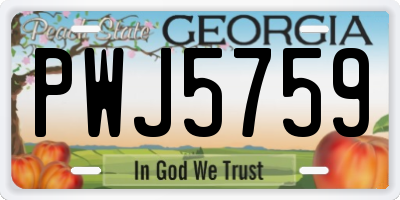 GA license plate PWJ5759