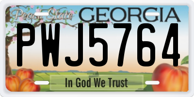 GA license plate PWJ5764