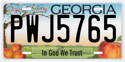 GA license plate PWJ5765