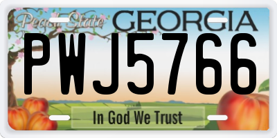 GA license plate PWJ5766