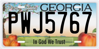 GA license plate PWJ5767