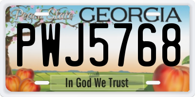 GA license plate PWJ5768