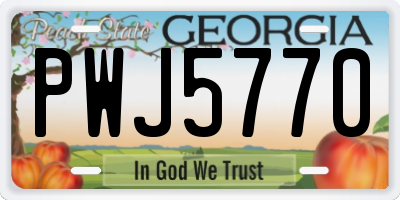 GA license plate PWJ5770
