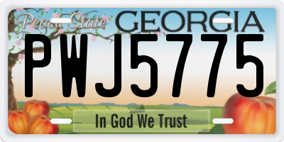 GA license plate PWJ5775