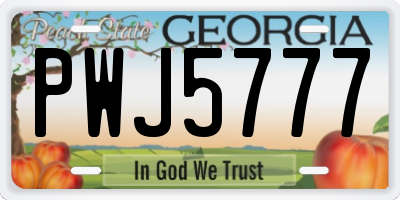 GA license plate PWJ5777