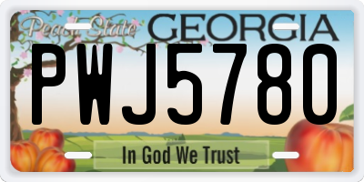 GA license plate PWJ5780