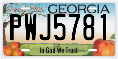 GA license plate PWJ5781