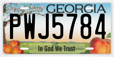 GA license plate PWJ5784