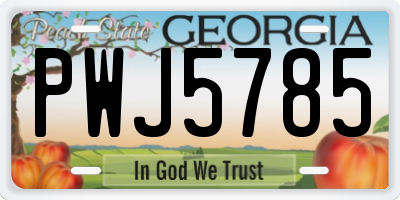 GA license plate PWJ5785