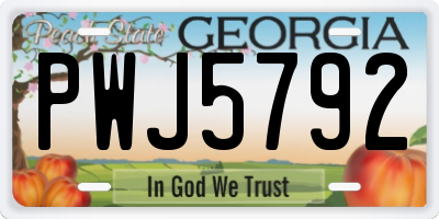 GA license plate PWJ5792