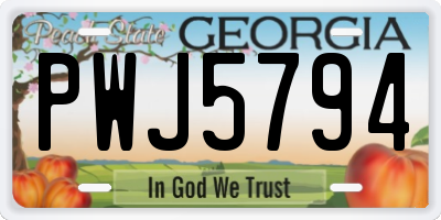 GA license plate PWJ5794