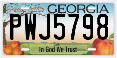 GA license plate PWJ5798