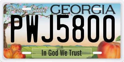 GA license plate PWJ5800