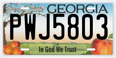 GA license plate PWJ5803