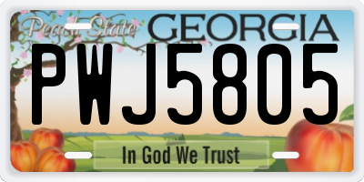 GA license plate PWJ5805