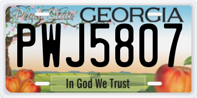 GA license plate PWJ5807