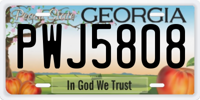 GA license plate PWJ5808