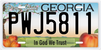 GA license plate PWJ5811
