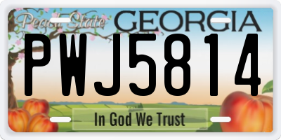 GA license plate PWJ5814