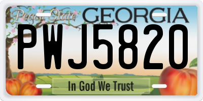 GA license plate PWJ5820