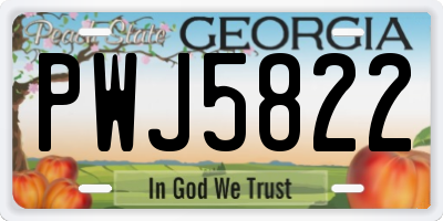 GA license plate PWJ5822