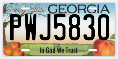 GA license plate PWJ5830