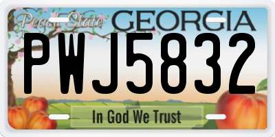 GA license plate PWJ5832