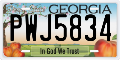 GA license plate PWJ5834