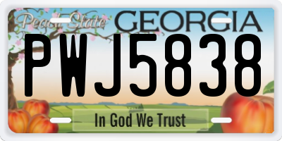 GA license plate PWJ5838