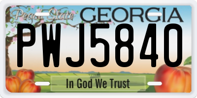 GA license plate PWJ5840