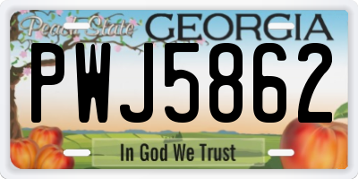 GA license plate PWJ5862
