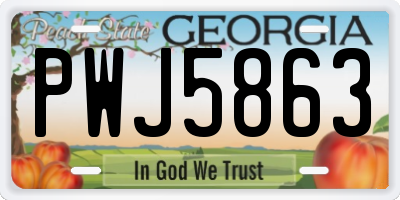 GA license plate PWJ5863