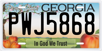 GA license plate PWJ5868