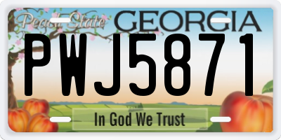 GA license plate PWJ5871