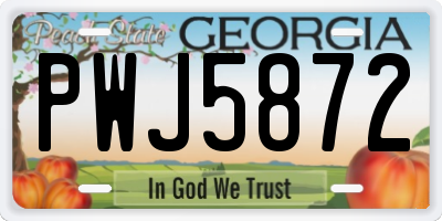 GA license plate PWJ5872