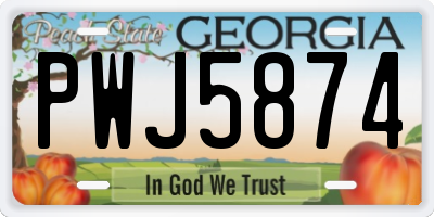 GA license plate PWJ5874
