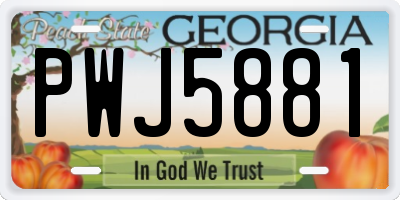 GA license plate PWJ5881
