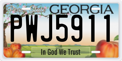 GA license plate PWJ5911