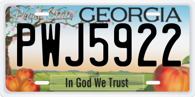 GA license plate PWJ5922