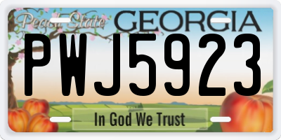 GA license plate PWJ5923