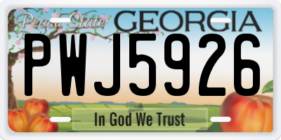 GA license plate PWJ5926