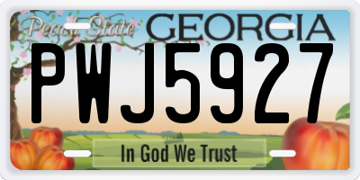 GA license plate PWJ5927