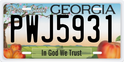 GA license plate PWJ5931