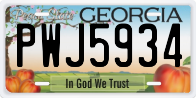 GA license plate PWJ5934