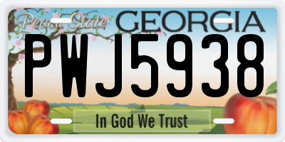 GA license plate PWJ5938