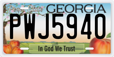 GA license plate PWJ5940