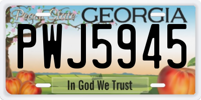 GA license plate PWJ5945