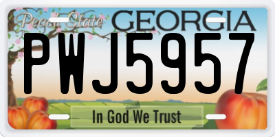 GA license plate PWJ5957