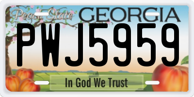GA license plate PWJ5959